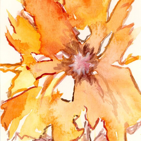 Sunflower Watercolor - Original Art Unmatted ACEO or ATC watercolor - Picture 2 of 3
